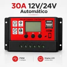 Controlador De Carga Solar Pwm 30a 12v/24v Usb Lcd Off Grid