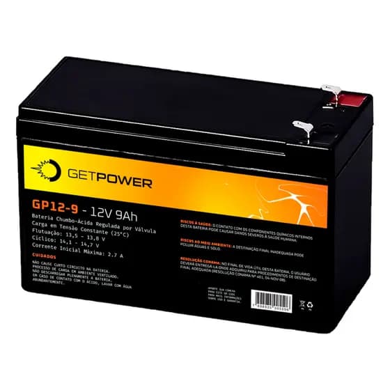 BATERIA SELADA 12V 9AH P/ NO BREAK, ALARME, AUTOMAÇÃO, PULVERIZADOR, CENTRAL DE INCÊNDIO .