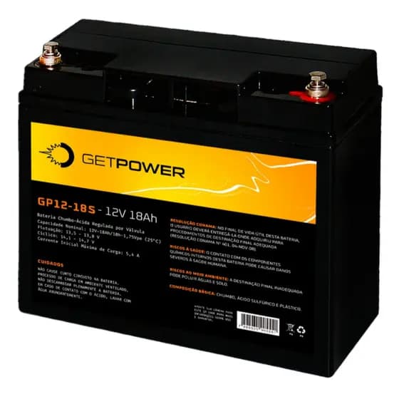 Bateria 12V 18Ah Original Alta Eficiência No-break, Jet-ski, Getpower GP12-18S