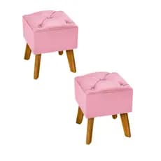 Kit com dois puffs banquinho estofado quadrado de madeira pé resistente envio no mesmo dia
