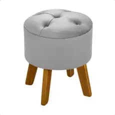 Puff redondo pé de madeira banco decorativo captone veludo envio imediato
