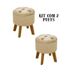 Kit 2 puffs redondo decorativo tecido de veludo envio imediato