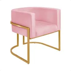 Poltrona de ferro decorativa tecido veludo, poltrona para mesa de jantar envio imediato