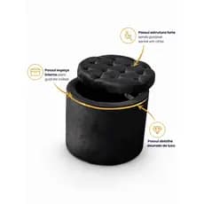 Puff Baú Redondo Grande de Luxo com Captonê Suporta até 130kg Baú Organizador