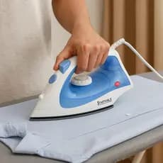 Ferro de Passar Roupa Doméstico Vapor 1500W Azul Base Cerâmica Antiaderente Roupas Potente