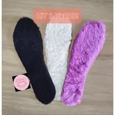 KIT 2 PARES de capa de palmilha forrada lã quentinha pelucia ovelha frio confortavel macia
