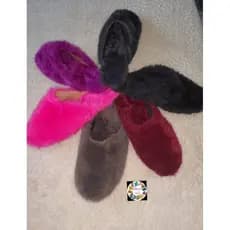 chinelos de lã forrado pelego confortável antiderrapante pantufa frio