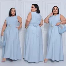 Vestido Longo Feminino Plus Size Regata em Tecido Sensorial