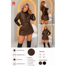 ✨ Macaquinho Shorts Saia Plus Size Feminino em Couro Sintético – Elegância e Estilo ✨