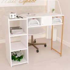 Mesa Manicure Profissional, com 3 Nichos, Lateral Industrial