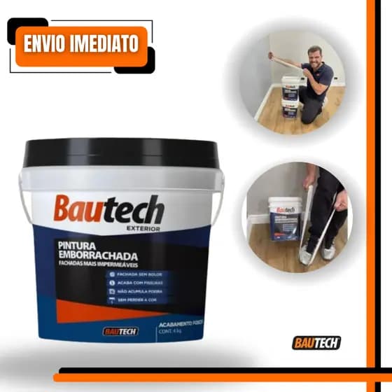 Tinta Emborrachada Bautech 4kg Impermeabilizante Sol e Chuva Parede Telhado