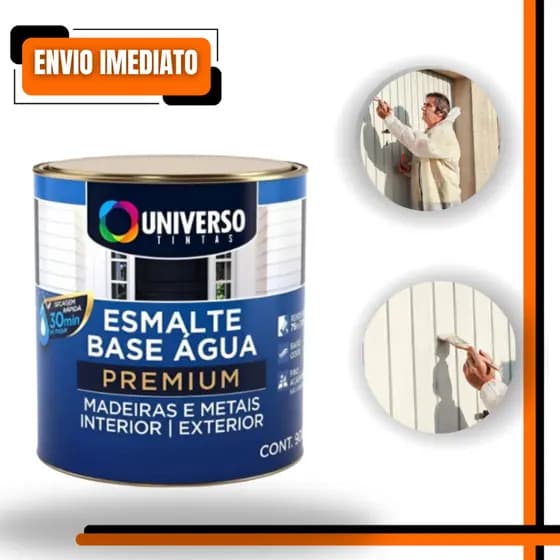 Tinta Esmalte Branco Base Água Universo Brilhante 900 ml – Uso Interno/Externo Metais e Madeiras