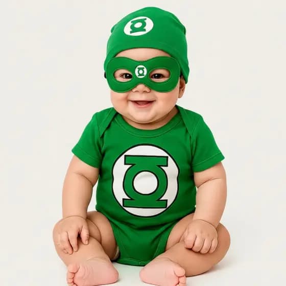 Body Bebê Infantil Menino Mêsversário Temático Lanterna Verde Super Confortável Promoção