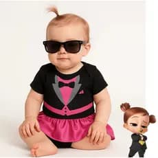 Body Bebê Infantil Menina Mêsversário Temático Poderosa Chefinha Super Confortável Linha Premium