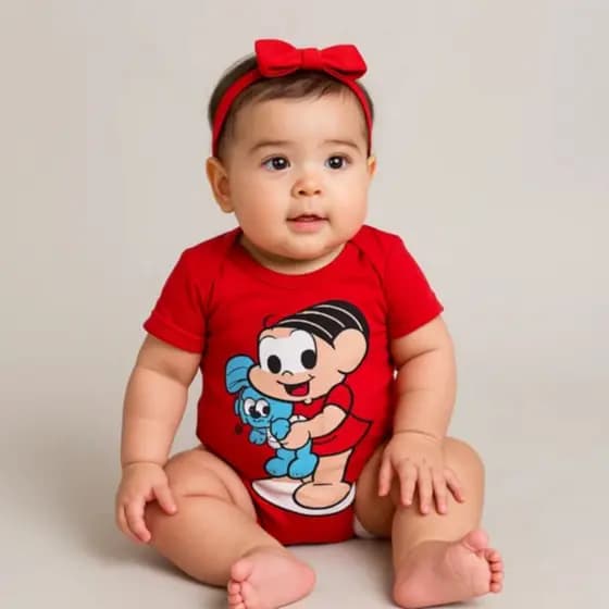 Body Bebê Temático Fantasia Infantil - Turma Da Mônica
