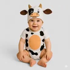Body Bebê Bezerrinho + Touca Personalizada – RN ao G, Algodão 100% - Mêsversario