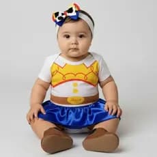 Body Bebê Jessie Toy Story Feminino Temático Kit Mesversário completo Para Menina Jessye com Acessorios