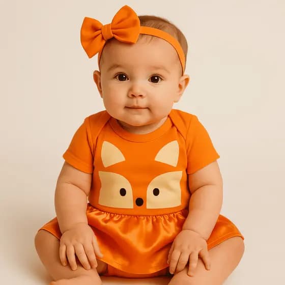 Body Bebê Infantil Menina Mêsversário Temático Raposinha Super Confortável Linha Premium