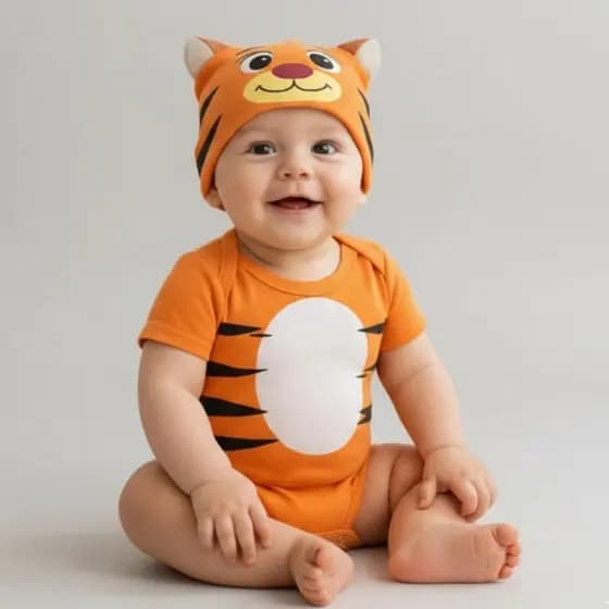 Body Bebe Menino Infantil Temático Para Mesversario Safari -  Tigre