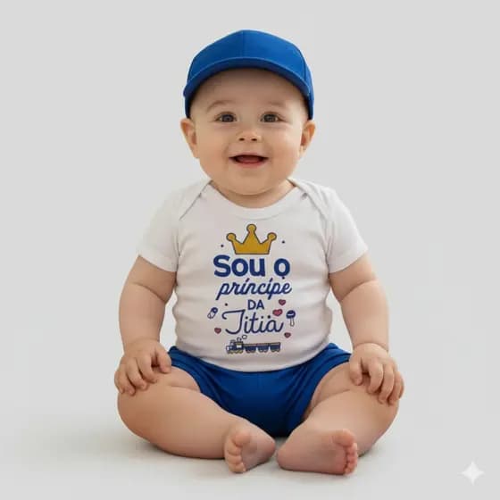 Body Bebe Temático Mêsversario Principe Da Titia - 100% Algodão