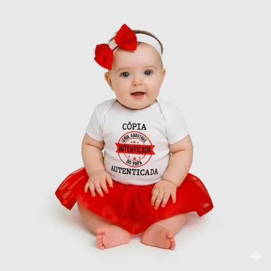 Body Bebê temático Mêsversario - Copia do papai " - 100% Algodão
