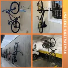 Suporte Bike Parede Vertical Organizador Com Trava Para Cadeado Preto