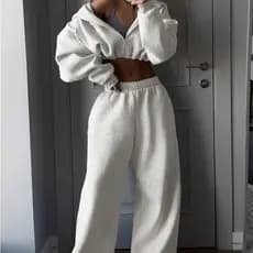 Conjunto Calça Jogger e Jaqueta Moletom Com Ziper, Estiloso Para O Inverno, Moda Gringa 2026, Casual E Despojado