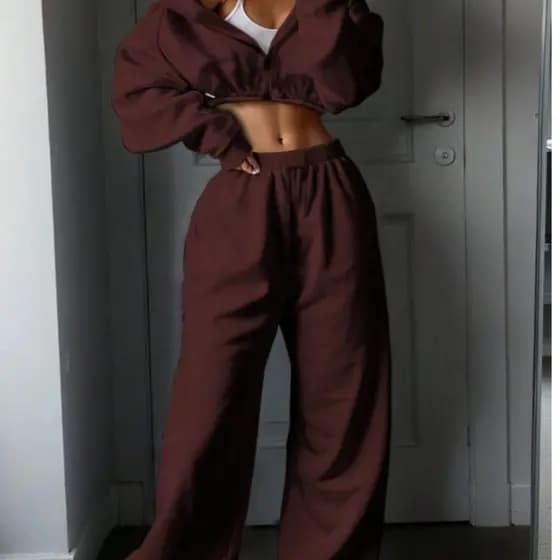 Conjunto Calça e Jaqueta Moletom Com Ziper, Estiloso Para O Inverno, Moda Gringa 2026, Casual E Despojado