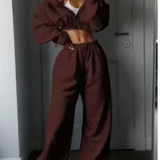 Conjunto Calça e Jaqueta Moletom Com Ziper, Estiloso Para O Inverno, Moda Gringa 2026, Casual E Despojado