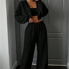 Conjunto Calça e Jaqueta Moletom Com Ziper, Estiloso Para O Inverno, Moda Gringa 2026 Casual E Estiloso