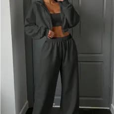 Conjunto Calça e Jaqueta Moletom Com Ziper, Estiloso Para O Inverno, Moda Gringa 2026, Melhor Preço do Mercado