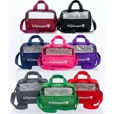 Bolsa de Enfermagem para Estágio com Transparência, Bordado, Alça Tiracolo e Alça de Mão