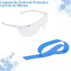 Conjunto de Óculos de Proteção e Garrote de Silicone para Punção