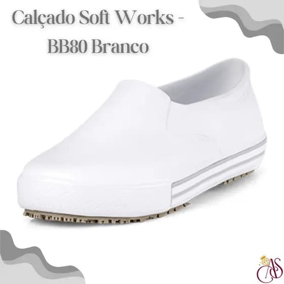 Calçado de Enfermagem Branco Antiderrapante e Impermeável BB80 - Soft Works