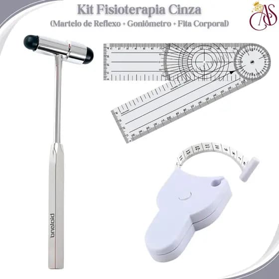 Kit de Fisioterapia Básico para Aulas Práticas com Martelo de Reflexo + Goniômetro + Fita Corporal Retrátil