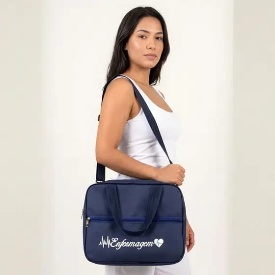 Bolsa de Enfermagem Silkada, Toda Fechada, com Alça Tiracolo e Bolso Frontal ideal para Profissionais da Área ad Saúde