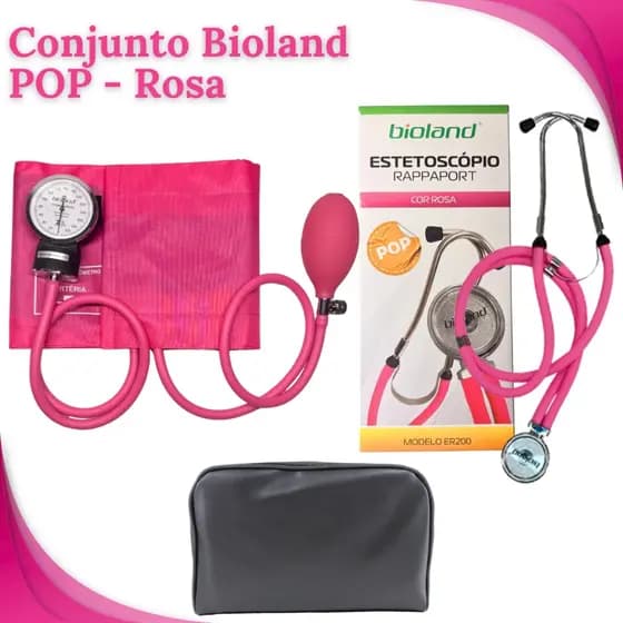 Kit de Aparelho de Pressão Arterial e Estetoscópio Duplo Adulto e Infantil Modelo Rappaport Bioland POP