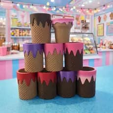Porta Talheres para Sorveteria e Lanchonete Decorativo 10x7cm | Organizador de Colheres Coloridas | Monte Seu Kit