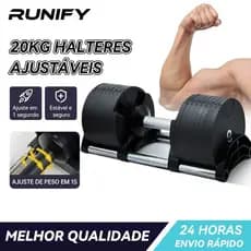 RUNIFY Dumbbell Halter Regulável Anilhas  Com Base Elite Pro