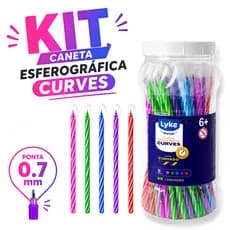 Kit com 50 a 10 Caneta Esferográfica Ponta Fina 0.7 | Coloridas Escolar Escritório