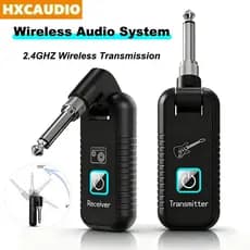 Sistema De Guitarra Sem Fio 2.4GHz 6.35/3.5mm Receptor Transmissor Para Baixo Instrumentos Elétricos