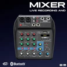 Mixer Bluetooth De 4 Canais Com Energia Fantasma USB 48V E Efeitos