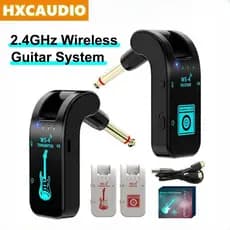 Sistema De Guitarra Sem Fio De 2.4 Ghz Recarregável 8 Canais Receptor Transmissor Áudio Para Baixo Instrumentos Elétrico