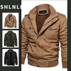 Jaqueta Masculina Retrô Simples e Ajustada com Botões Quentes para Outono Inverno PELI
