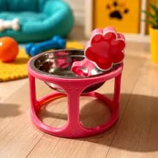Comedouro + Tigela 18cm Inox + Medidor Pet Gato, Cachorro, Coelho Alimentador