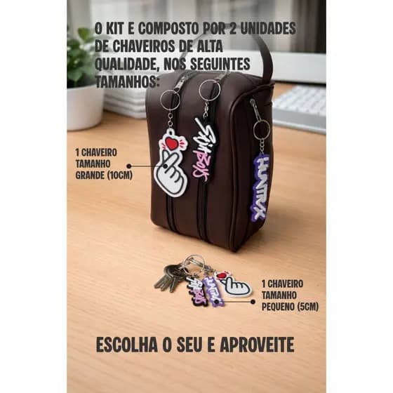 Kit Chaveiro K-pop Huntrix Mochila e Chave