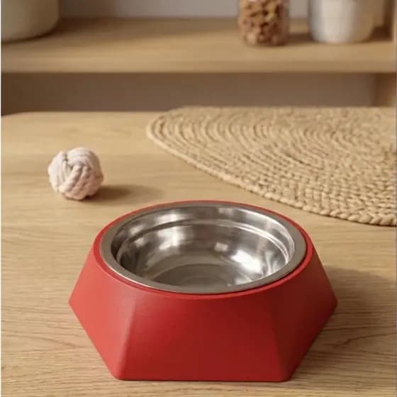 Comedouro + Tigela 17cm Inox Pet Gato, Cachorro Alimentador