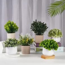 Plantas artificiais em vasos verdes, flores artificiais, decoração de mesa, plantas verdes para interiores, decoração pe
