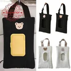 Adorável Animal Flip Cover Suporte De Tecido Com Saco Pendurado Caixa Removível Para Lenços Umedecidos S3