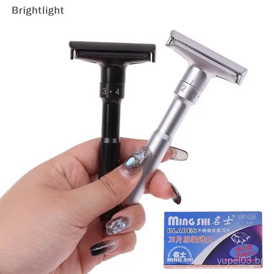 [Homens Barbeador De Borda Dupla Ajustável Barbear Clássico De Segurança Com Lâminas De 5 Pcs [BR]